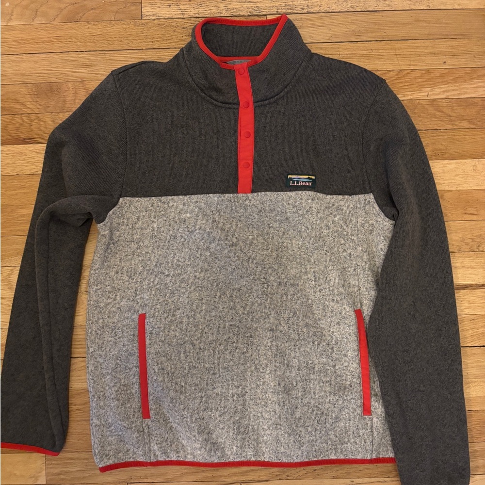 L.L.Bean Men’s Sweater Fleece Pullover in Two Tone Heather Gray, Size M Reg